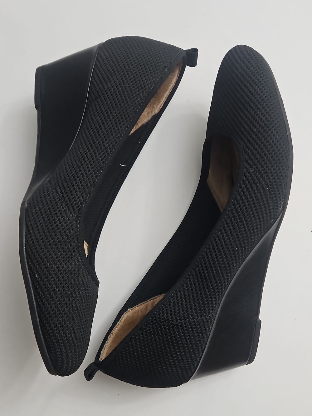 Abella Black Knit Wedge Pumps